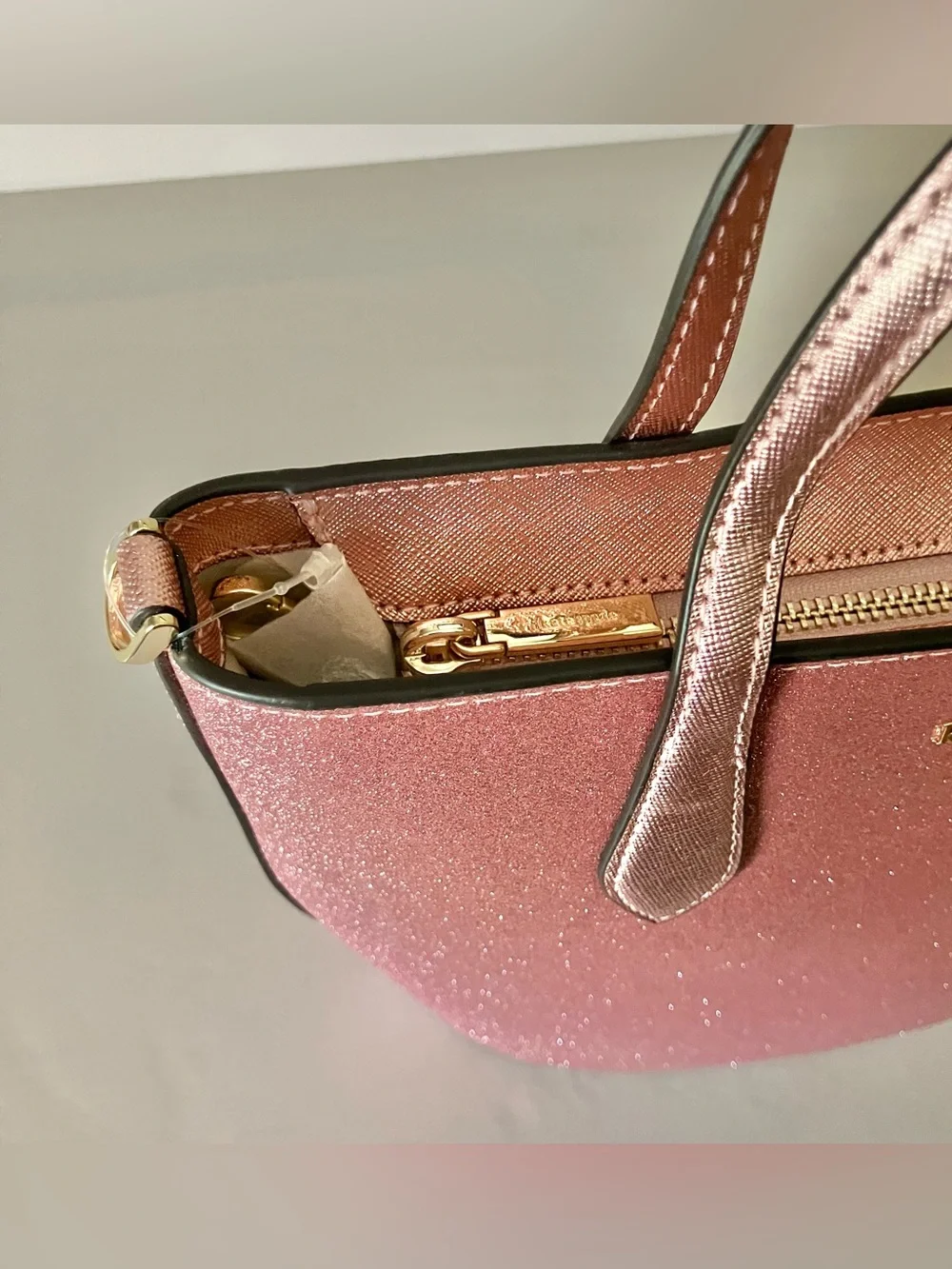 Kate Spade New York Mitten‎ Pink Glimmer Leather Satchel Handbag NWT